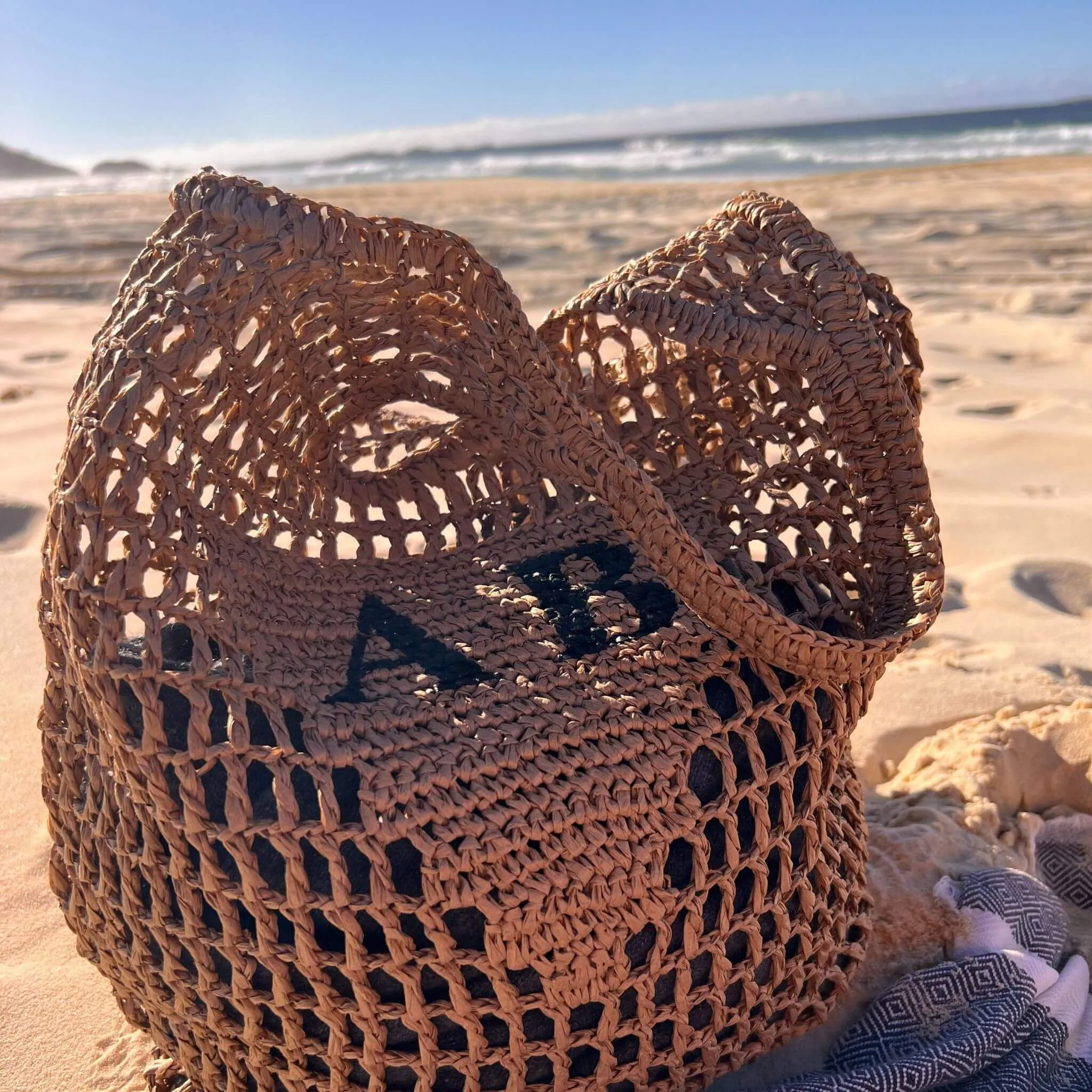 Personalised Woven Raffia Bag - Natural