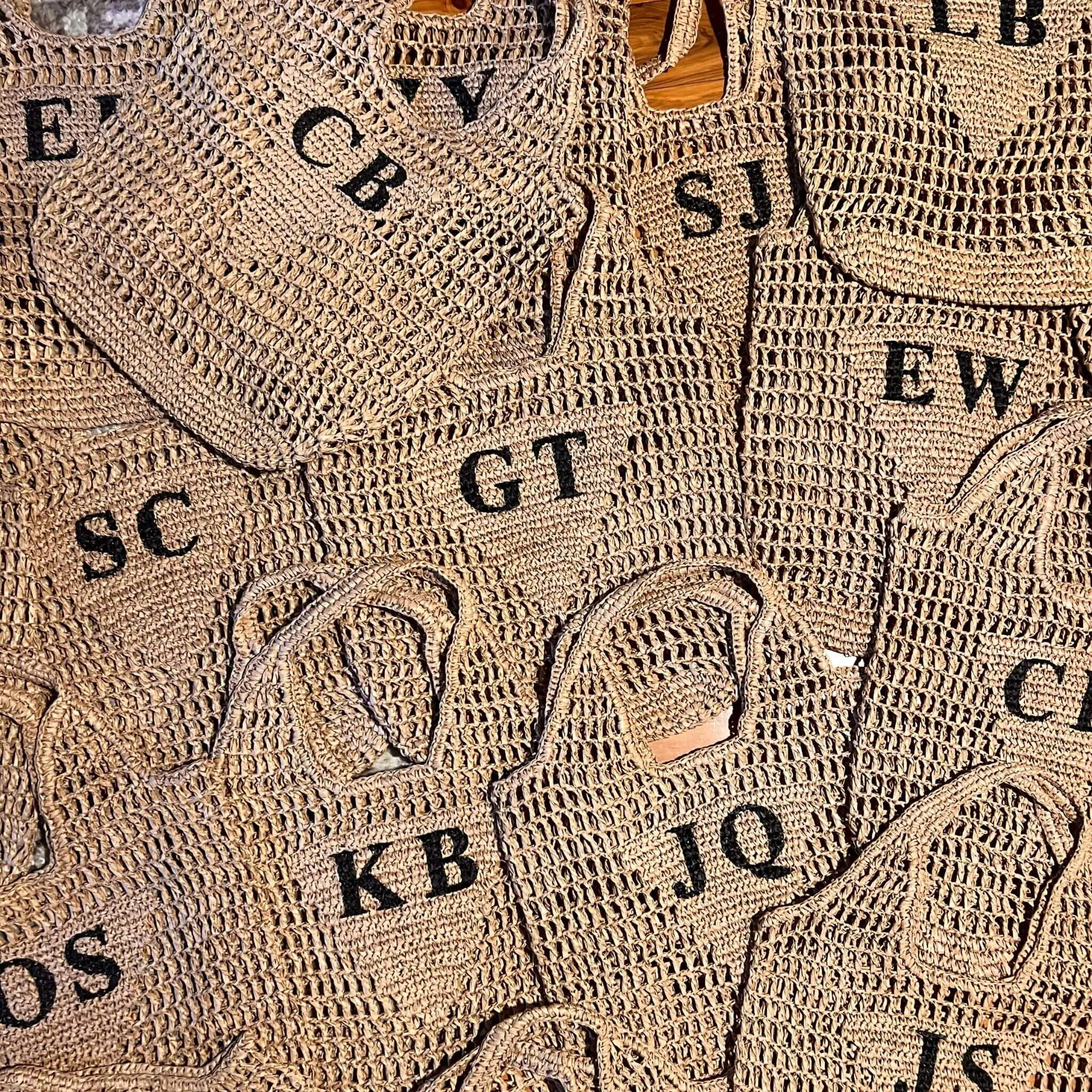 Personalised Woven Raffia Bag - Natural