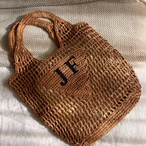Personalised Woven Raffia Bag - Natural