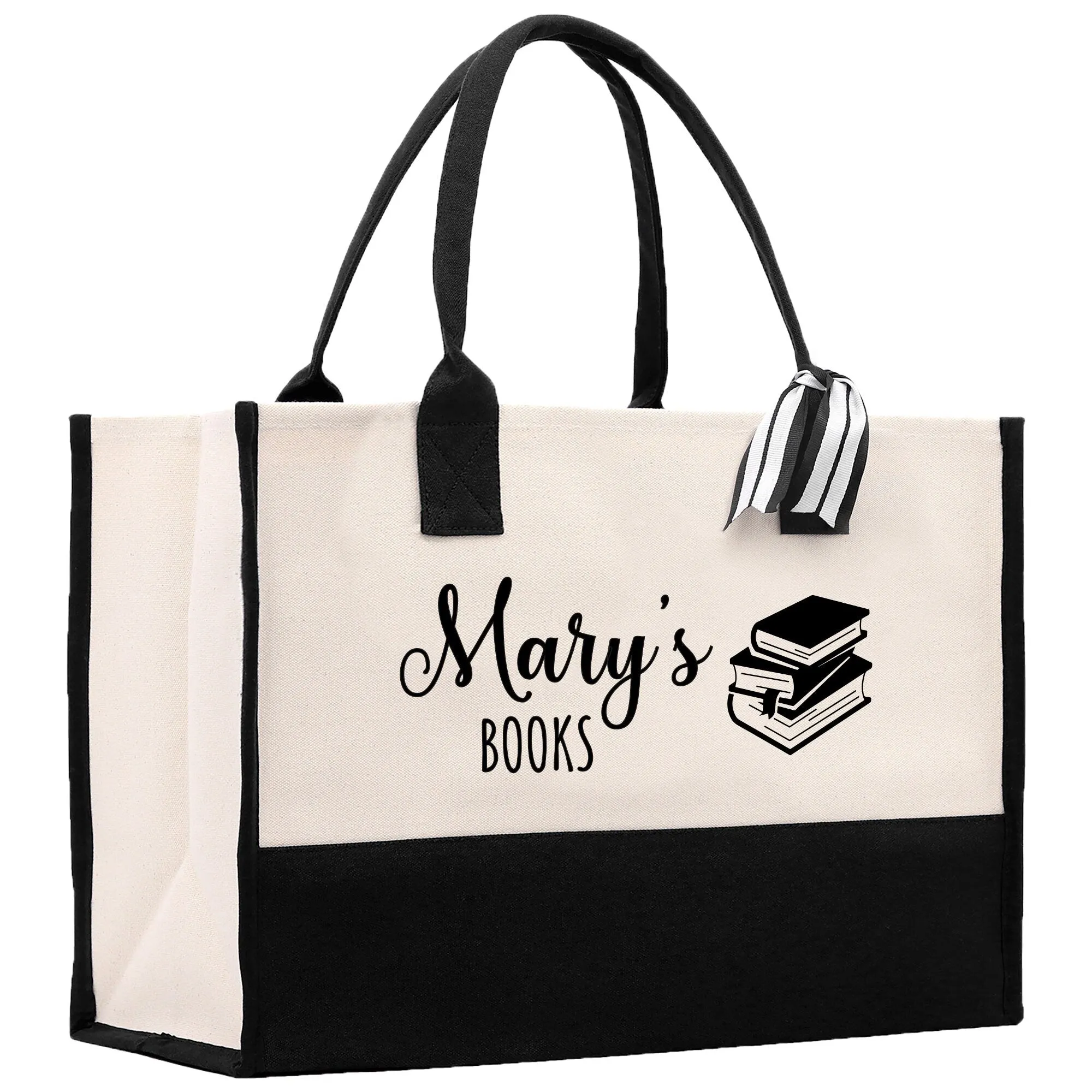Personalized Book Lover Cotton Canvas Tote Bag Customized Library Bag Bookworm Gift Bag School Librarian Gift Tote (LBT1005)