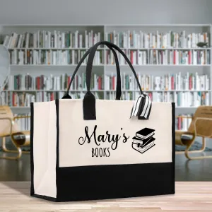 Personalized Book Lover Cotton Canvas Tote Bag Customized Library Bag Bookworm Gift Bag School Librarian Gift Tote (LBT1005)