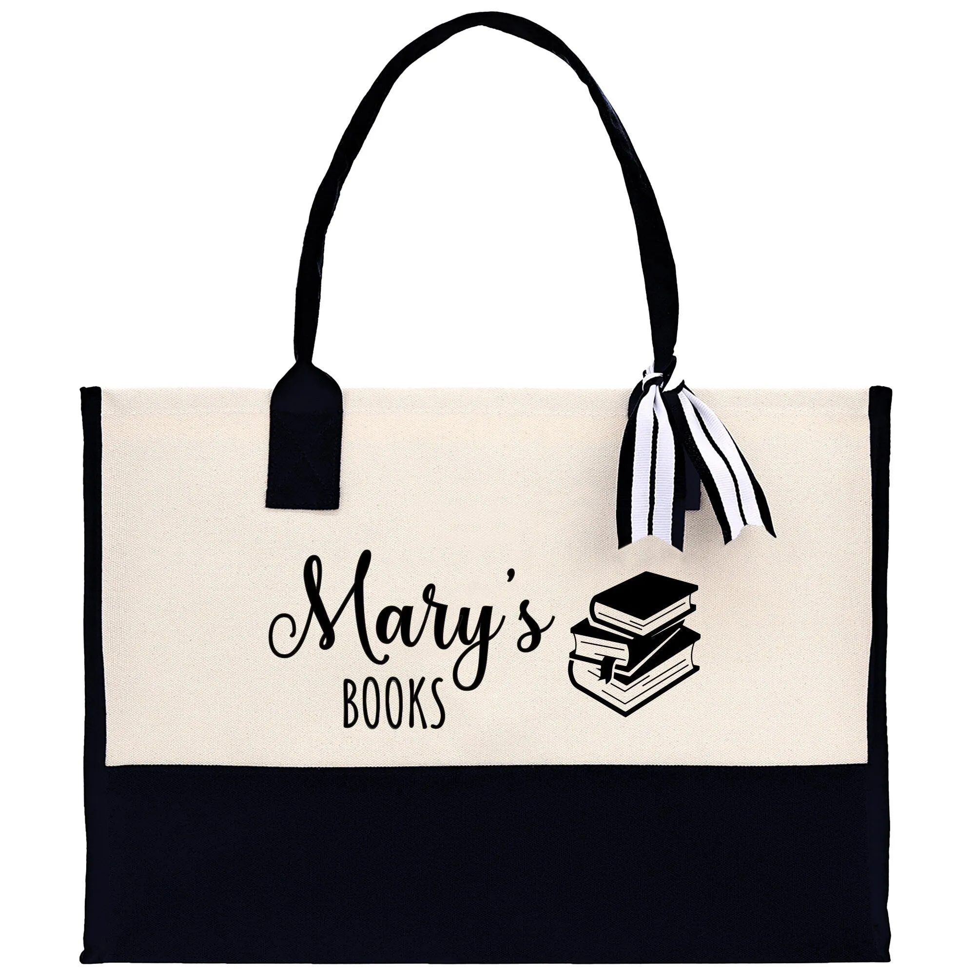 Personalized Book Lover Cotton Canvas Tote Bag Customized Library Bag Bookworm Gift Bag School Librarian Gift Tote (LBT1005)