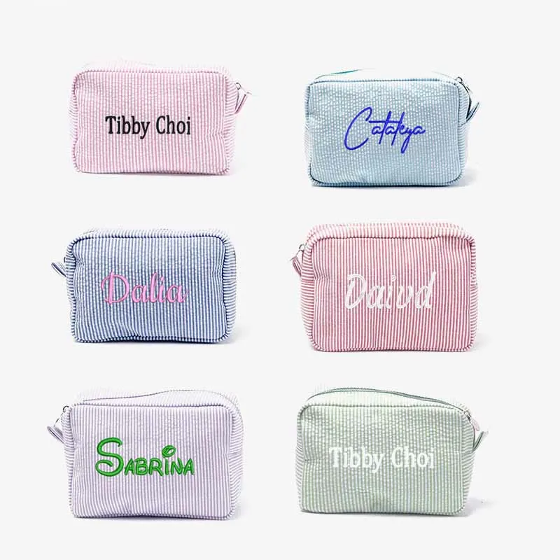 Personalized Embroidery Makeup Bag Soft Cotton Travel Cosmetic Pouch