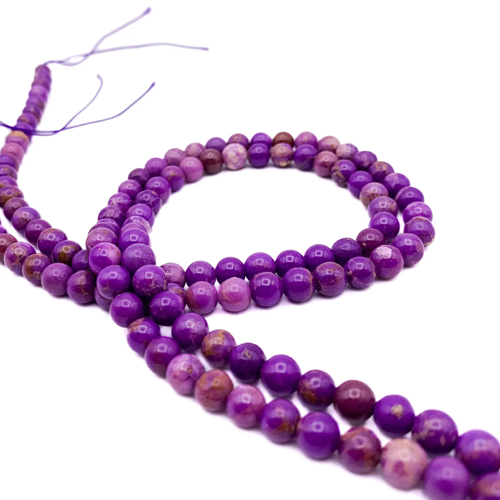 Phosphosiderite Violet Mix 6mm Smooth Rounds Bead Strand