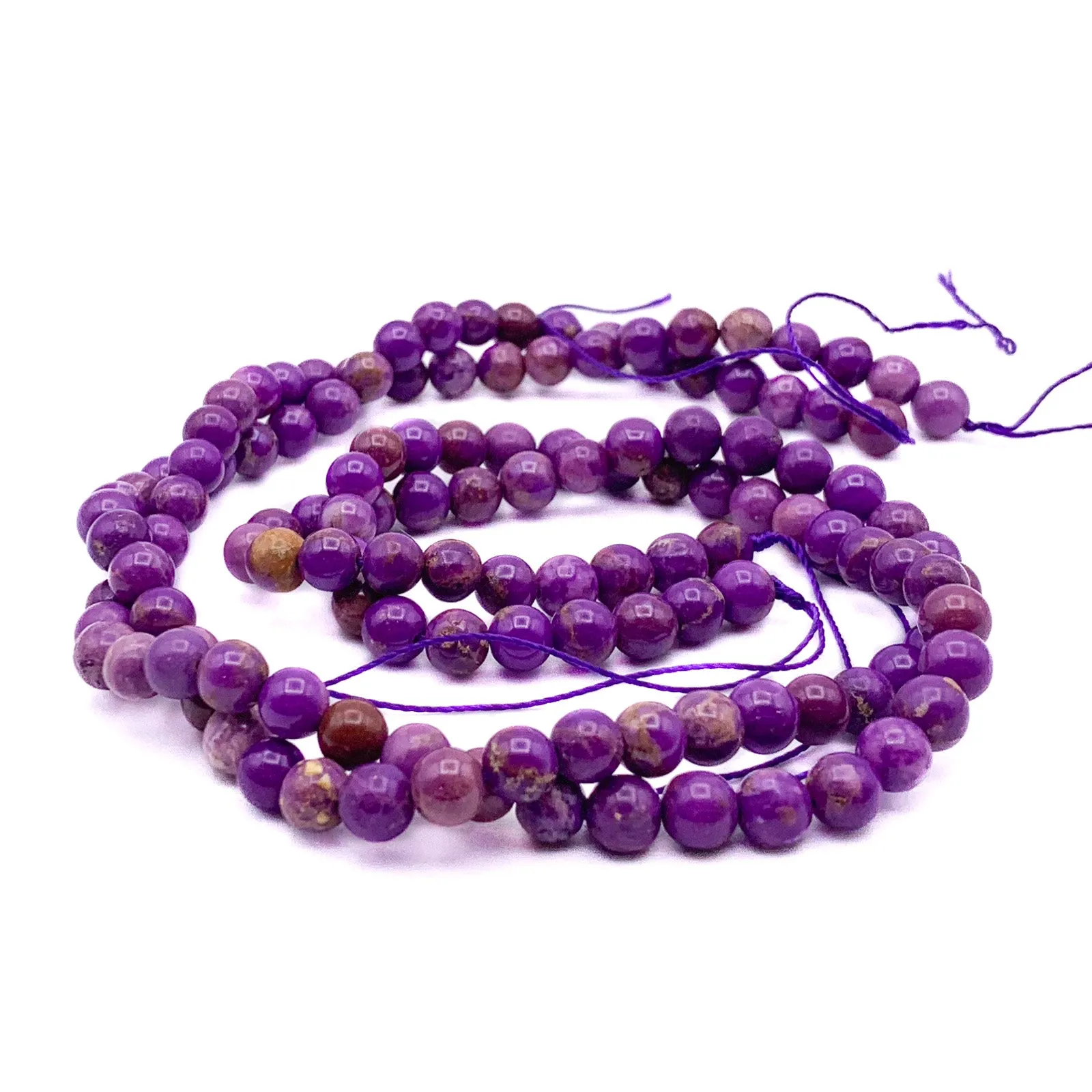 Phosphosiderite Violet Mix 6mm Smooth Rounds Bead Strand