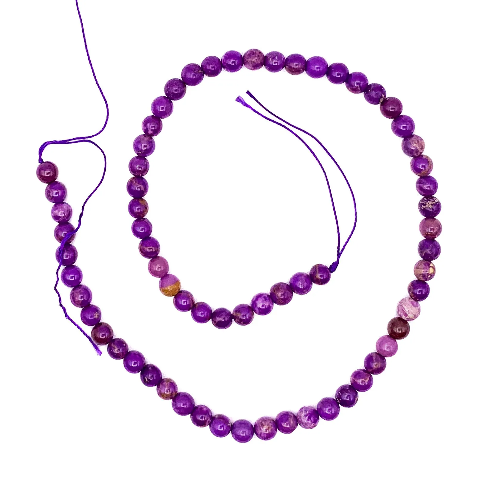 Phosphosiderite Violet Mix 6mm Smooth Rounds Bead Strand