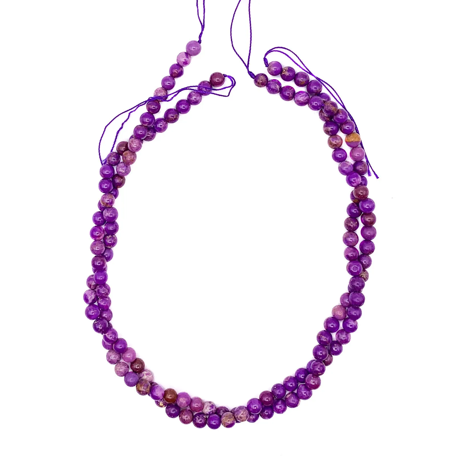 Phosphosiderite Violet Mix 6mm Smooth Rounds Bead Strand