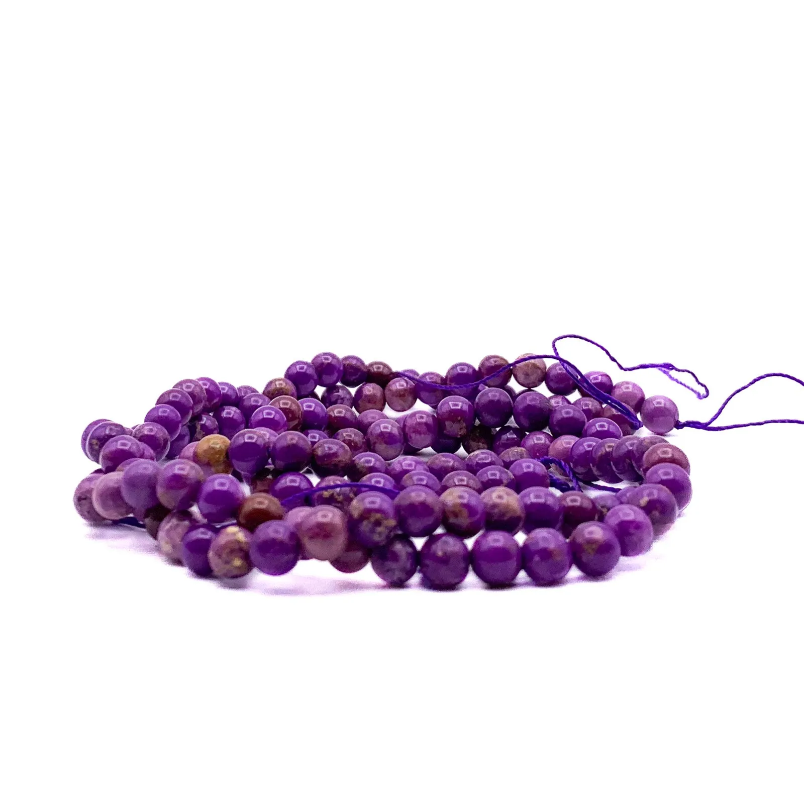 Phosphosiderite Violet Mix 6mm Smooth Rounds Bead Strand