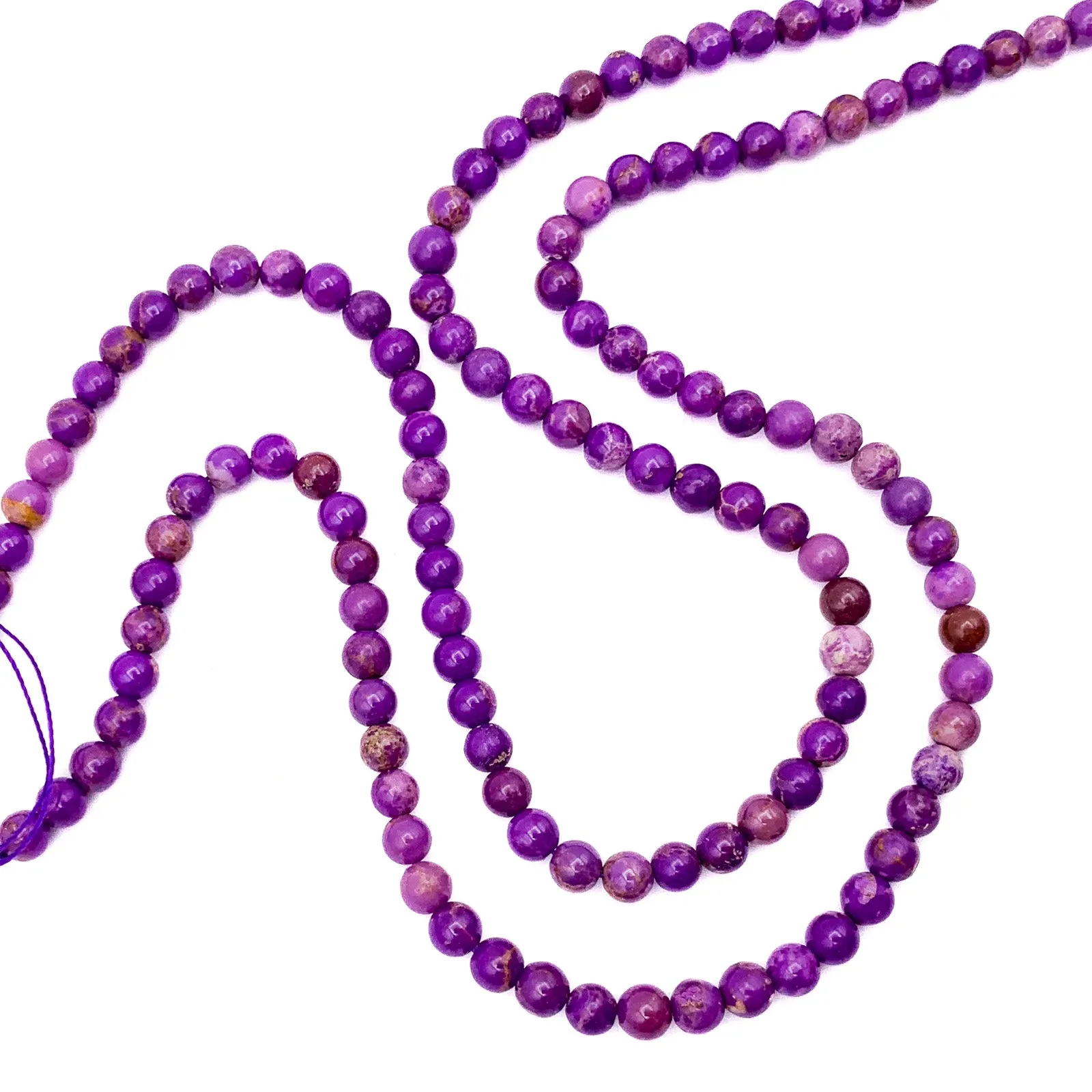 Phosphosiderite Violet Mix 6mm Smooth Rounds Bead Strand