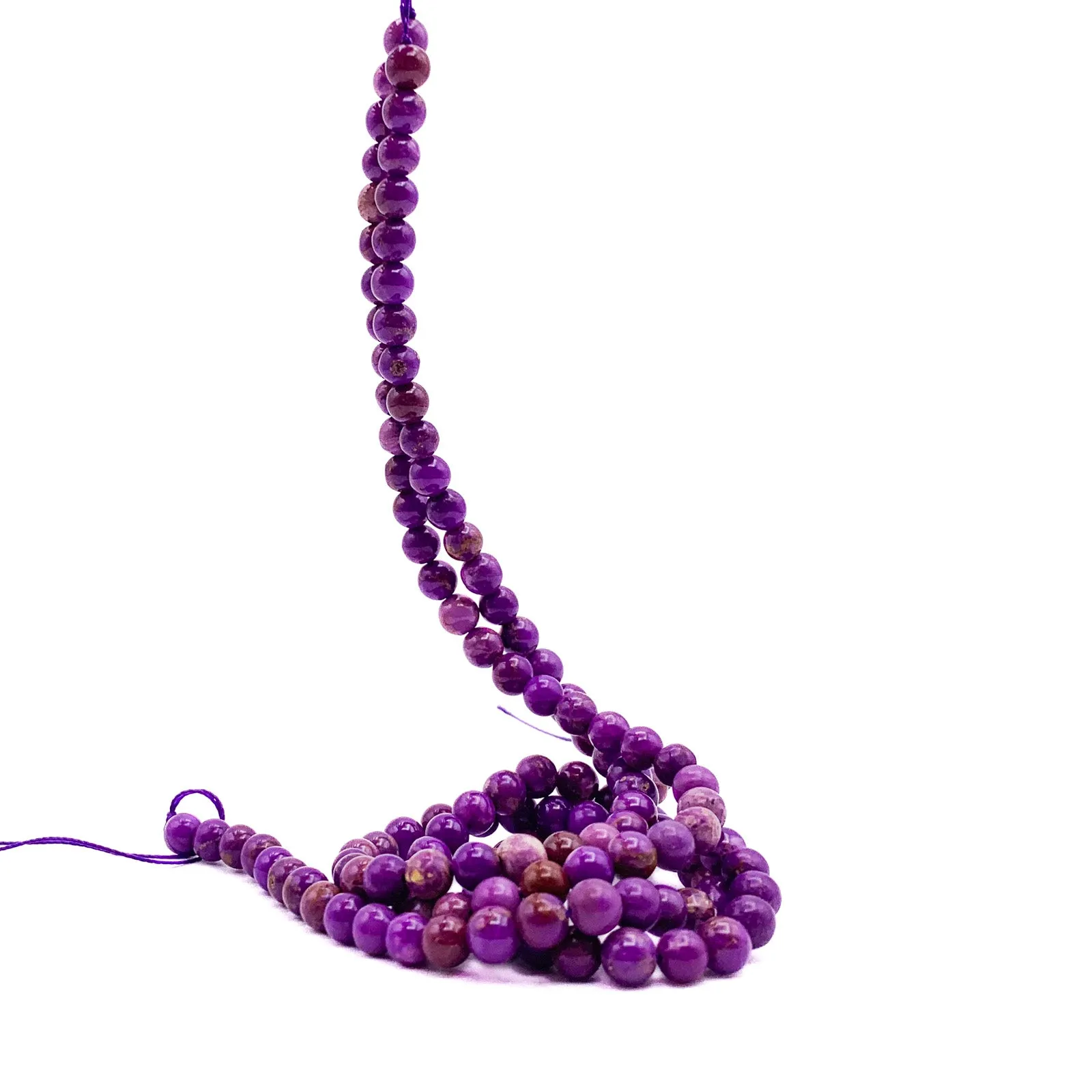 Phosphosiderite Violet Mix 6mm Smooth Rounds Bead Strand