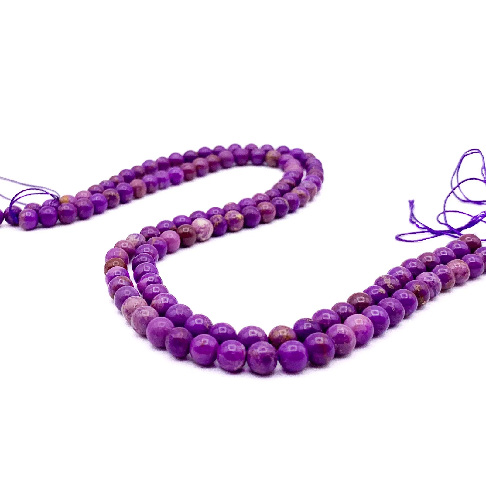 Phosphosiderite Violet Mix 6mm Smooth Rounds Bead Strand