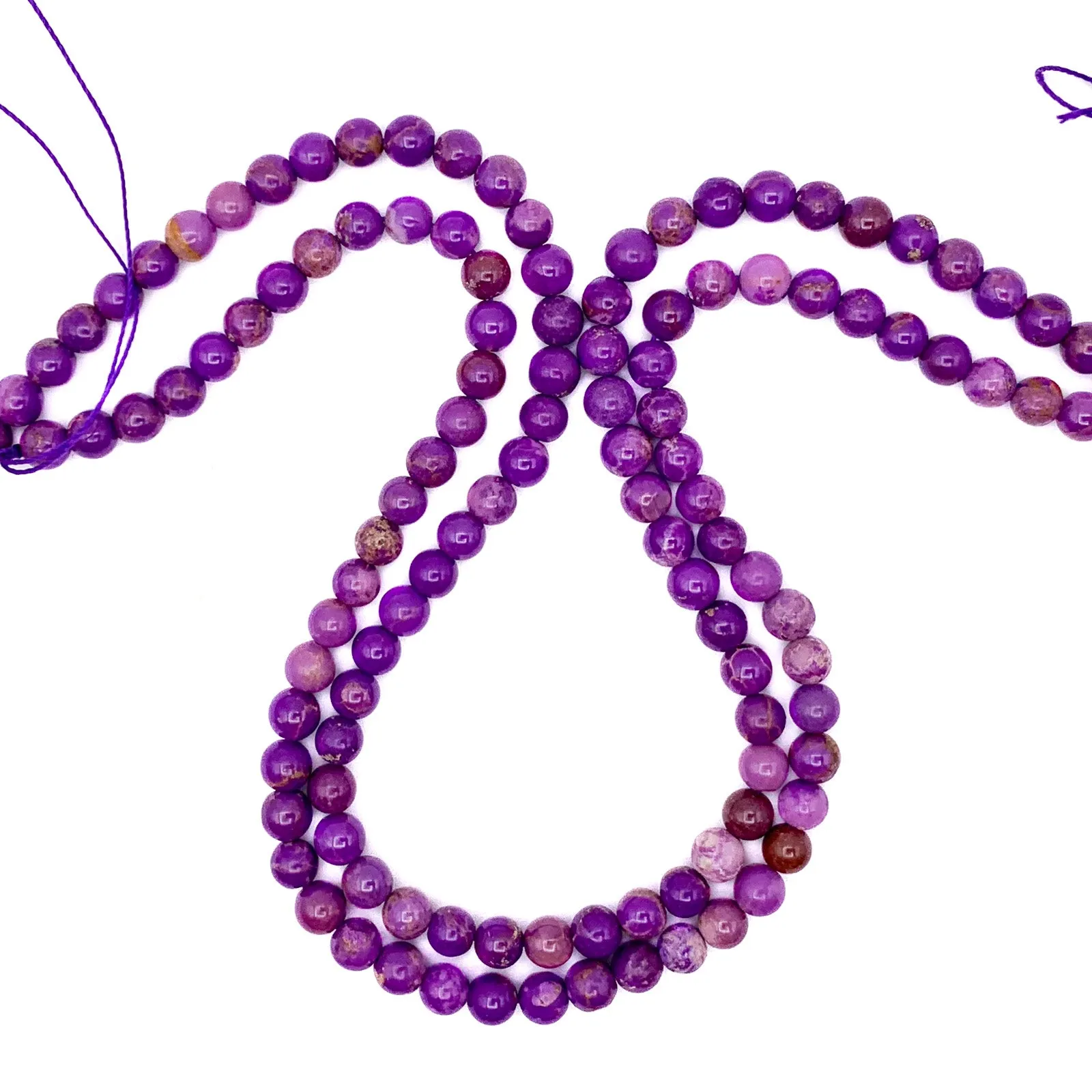 Phosphosiderite Violet Mix 6mm Smooth Rounds Bead Strand