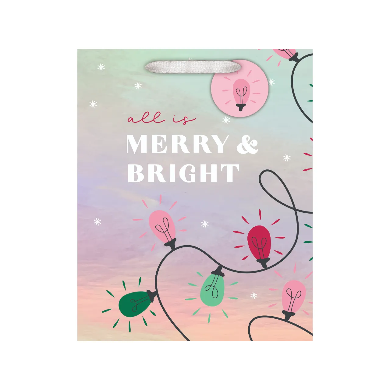 Pink And Green String Of Lights Gift Bags