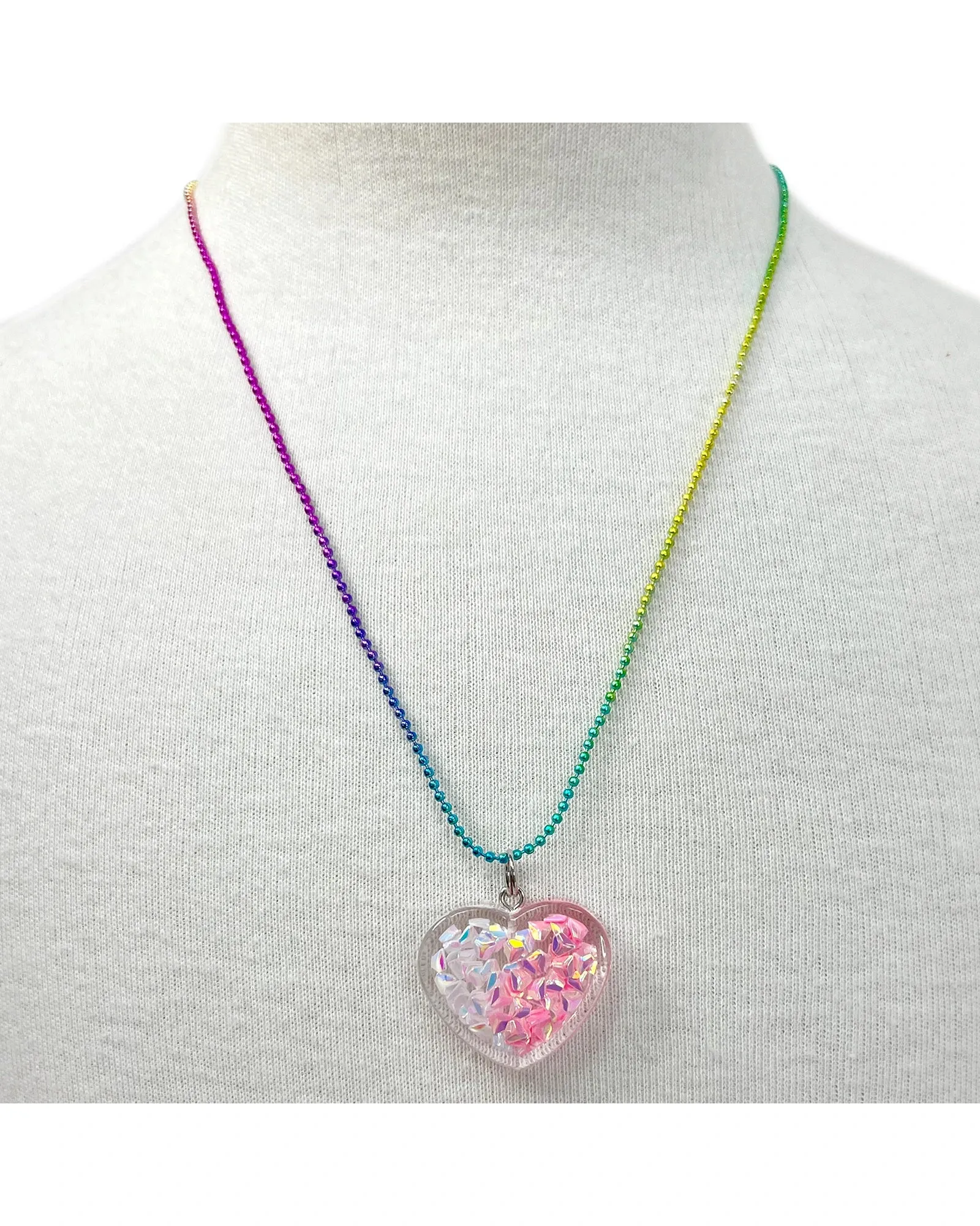 Pink Poppy Mermaid Heart Necklace