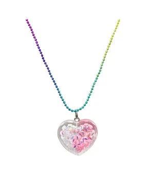 Pink Poppy Mermaid Heart Necklace