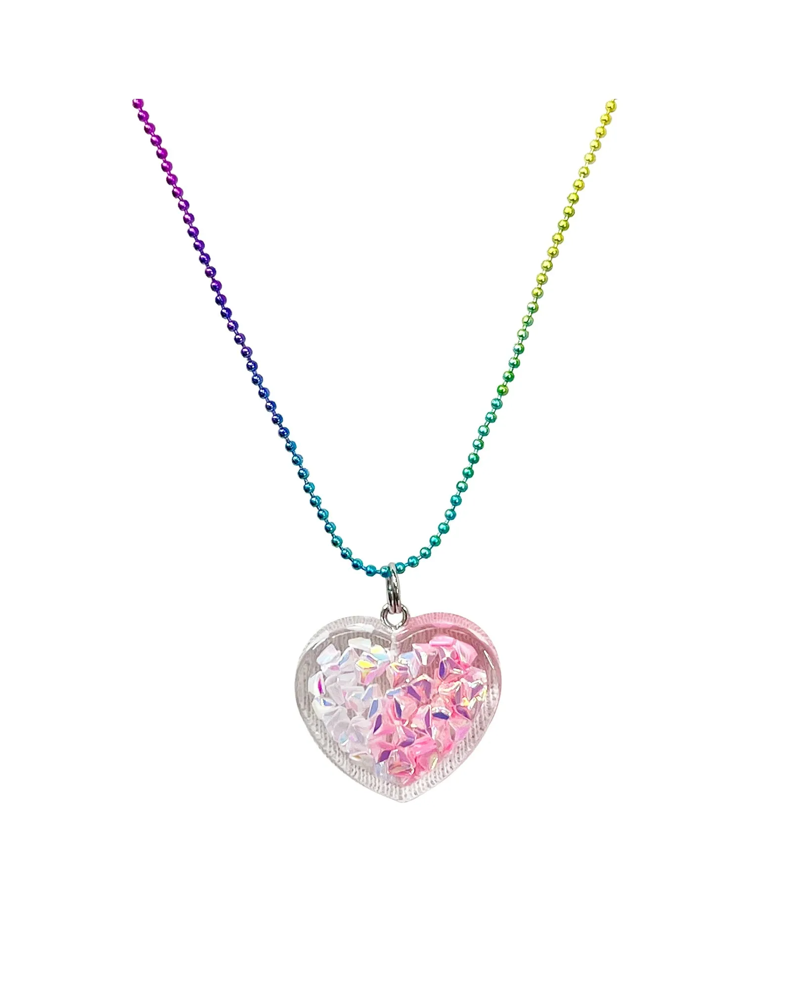 Pink Poppy Mermaid Heart Necklace