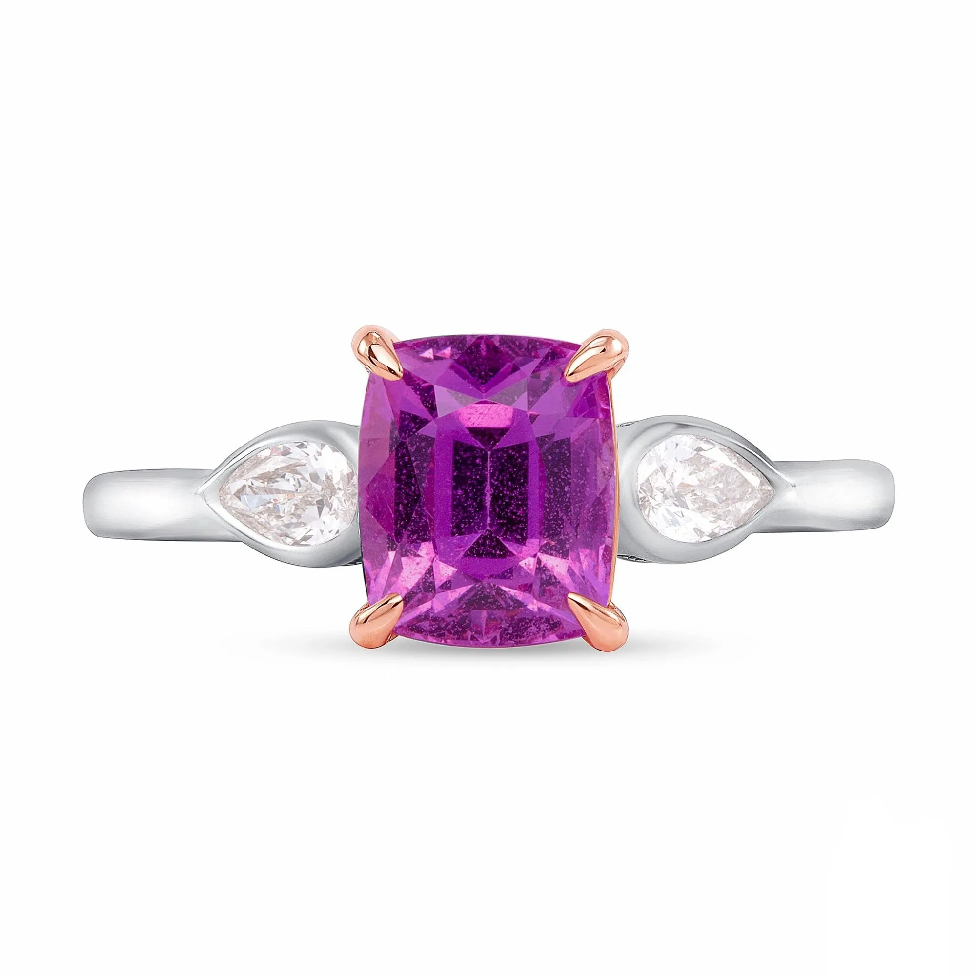 Pink Sapphire and Diamond, 18k White and Rose Gold Ring