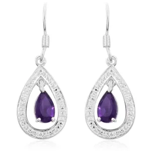 Platinum Purple Amethyst Dangle Earrings