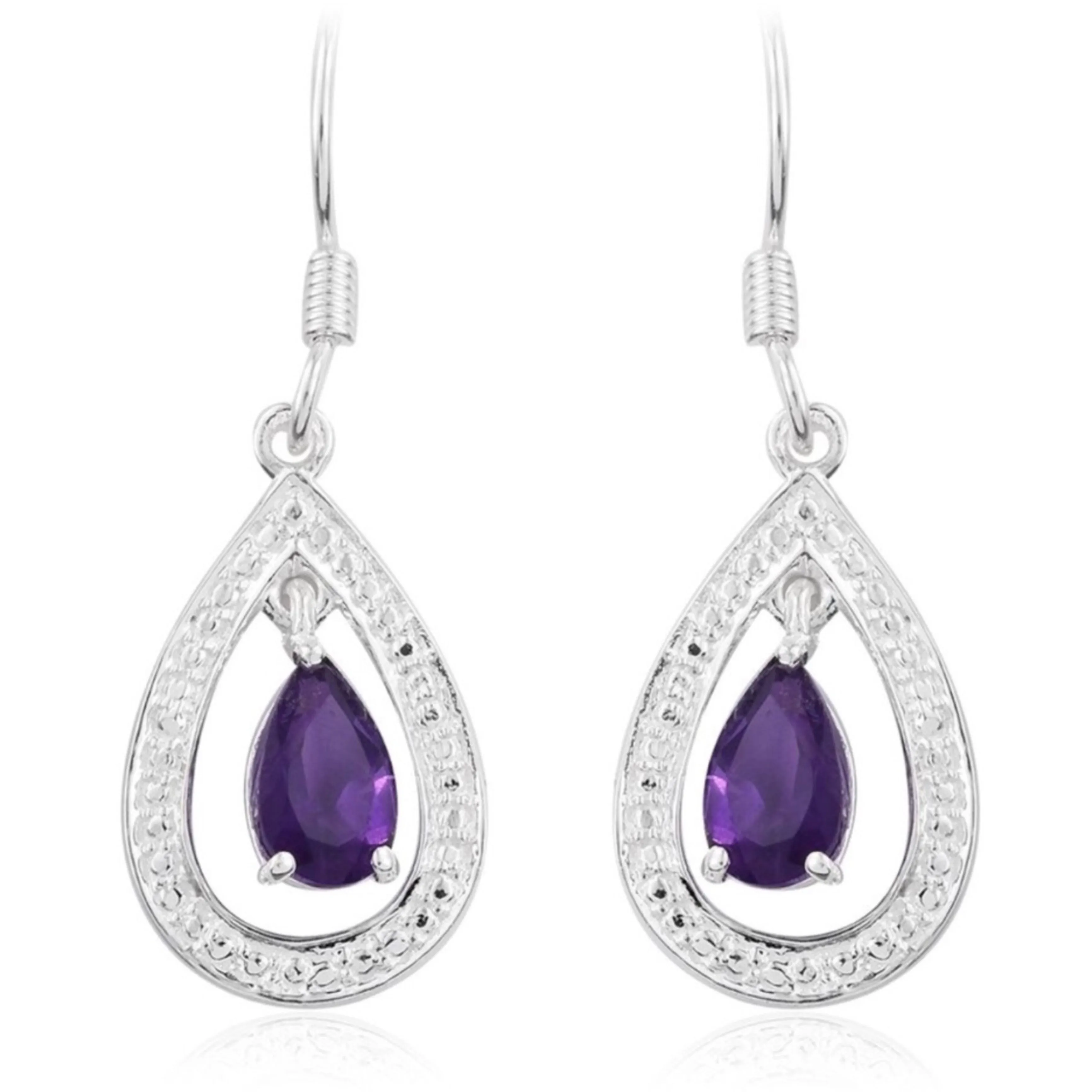 Platinum Purple Amethyst Dangle Earrings