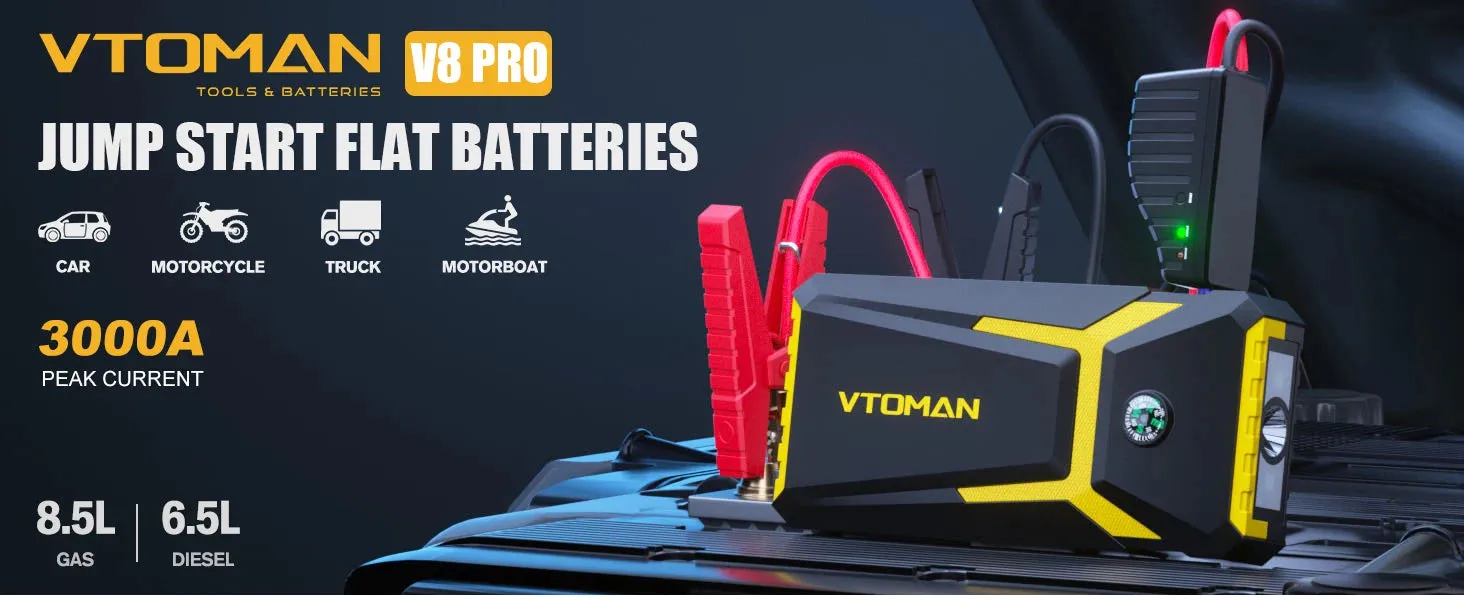 Portable 3000A Car Battery Jump Starter Power Bank with LED Light