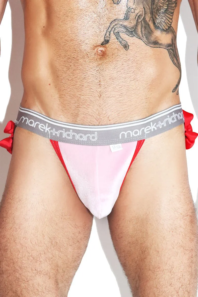 Precious Bow Velvet Jockstrap- Pink