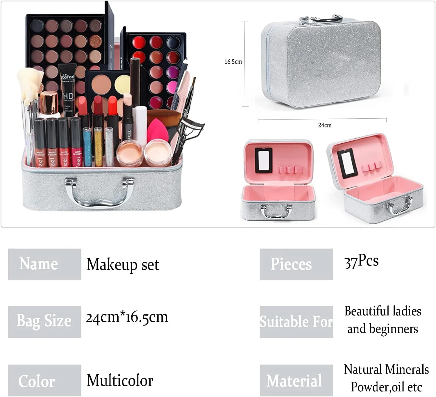 Professional Makeup Set,  Premium Beauty Cosmetics Kit with Concealers Eyeshadow Palette Foundation Powder Lip Gloss Blush Makeup Brush, Makeup Box for Women/girls/Teenagers #3