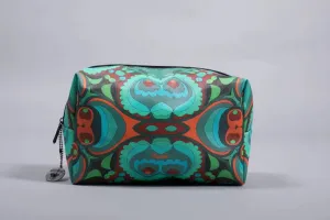PSILOCYBIN TEAL AND ORANGE DESIGNER COSMETIC BAG