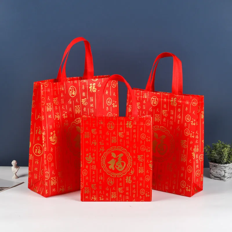 Red festive gift bags