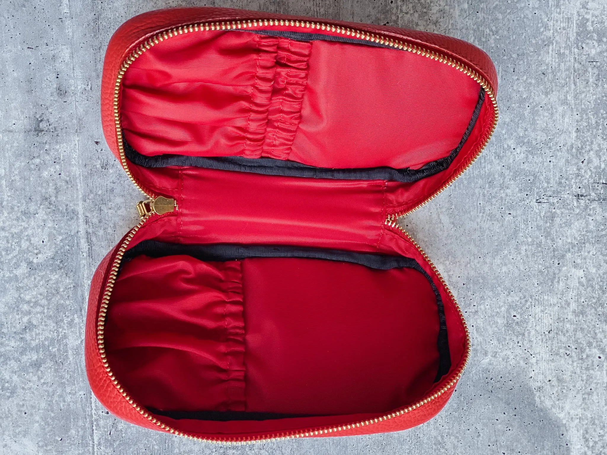 Red Leather Makeup Brush Holder