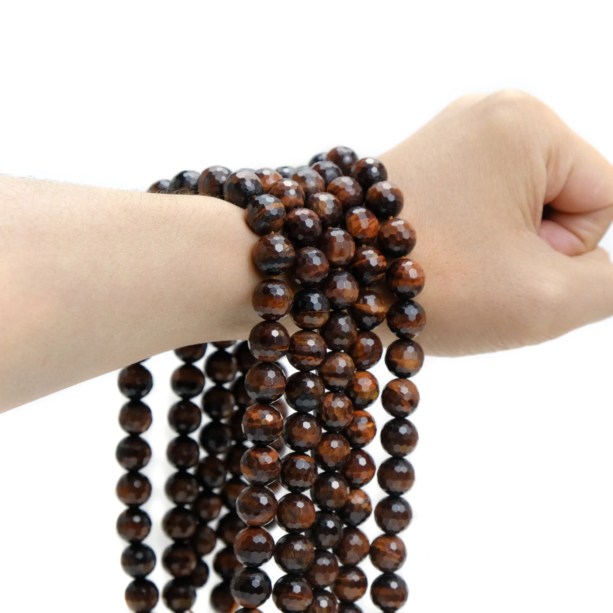 Red Tiger's Eye 12mm Faceted Rounds