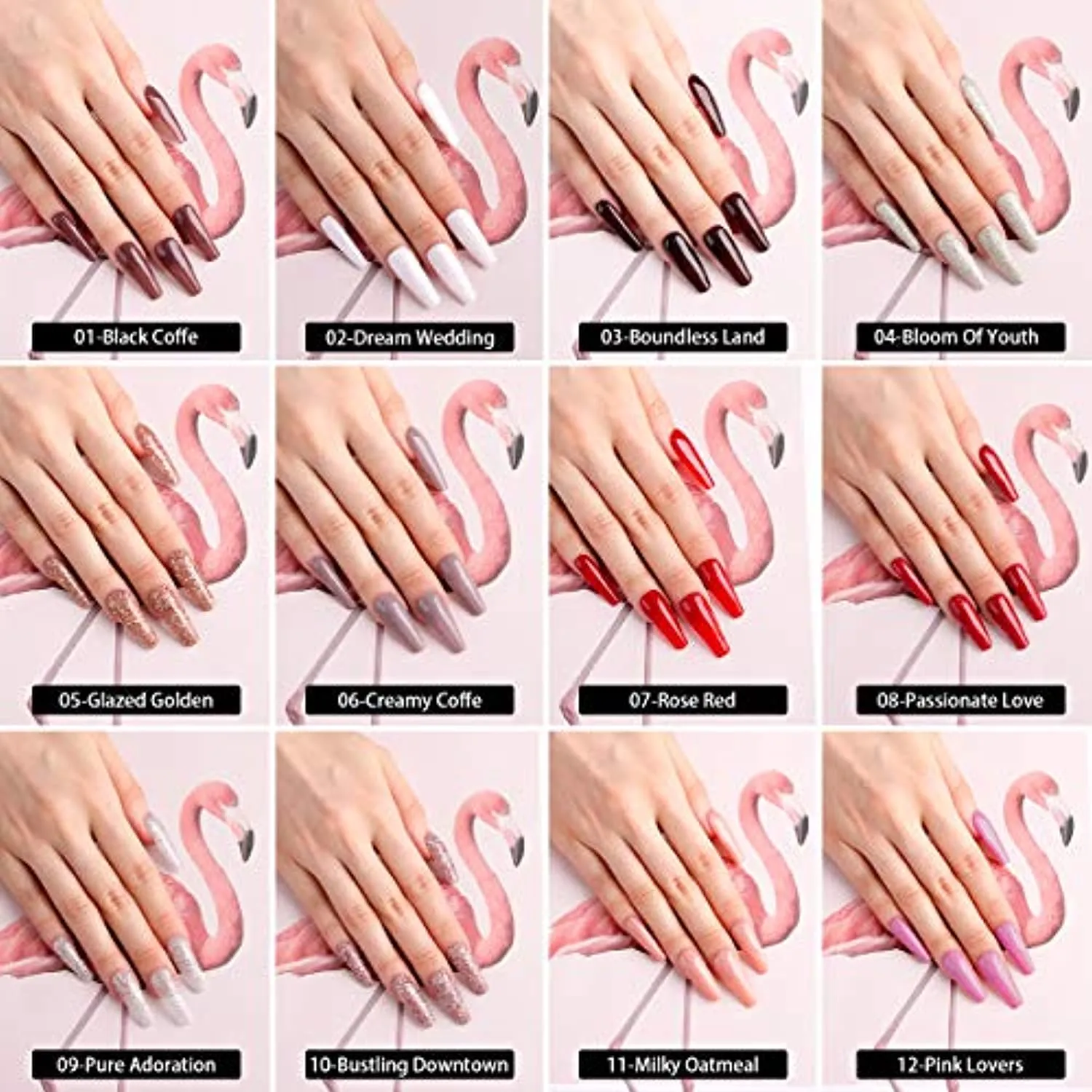 REDNEE Dip Powder 12 Colors Nail Starter Kit with Base Activator and Top Coat 22pcs Gift Set for Nail Art - RE08 Inviting Color