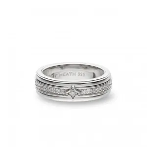Revival Astoria Starburst Zirconia Rhodium Plated Spinner Ring 10496CZ