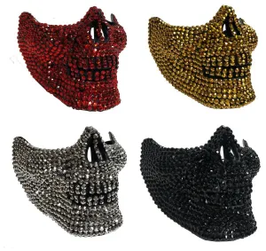 Rhinestone Half Skull Mask