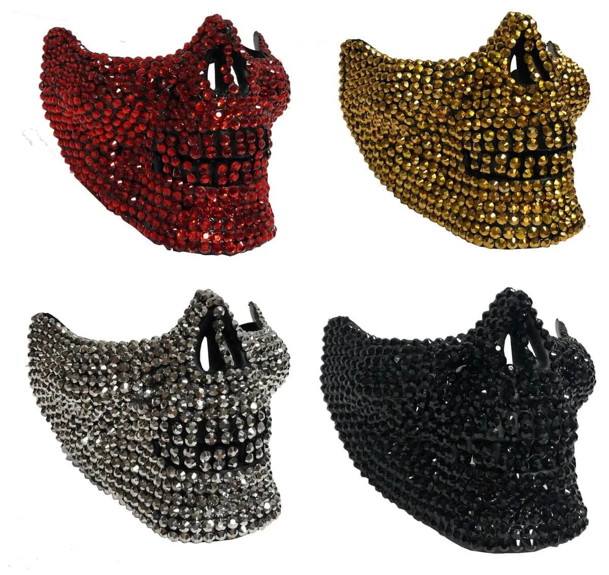 Rhinestone Half Skull Mask