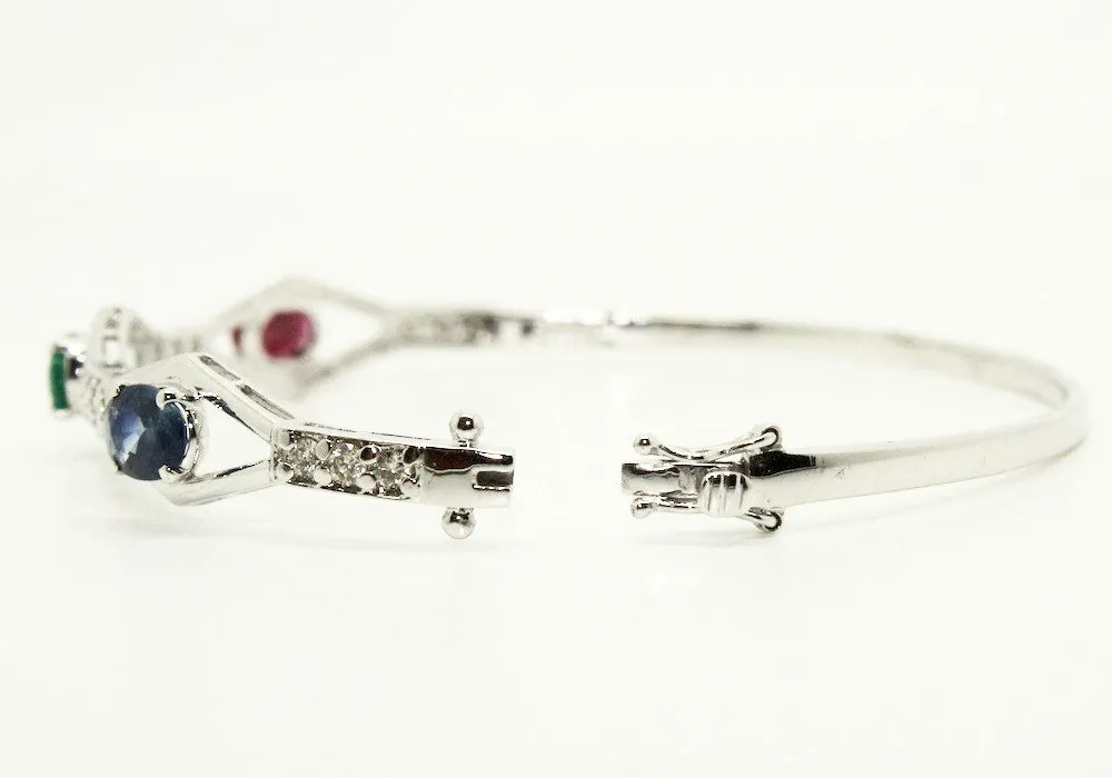 Ruby Emerald Sapphire & Diamond Bangle /Item code:BNG2