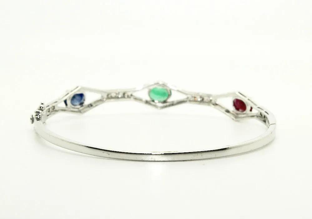 Ruby Emerald Sapphire & Diamond Bangle /Item code:BNG2