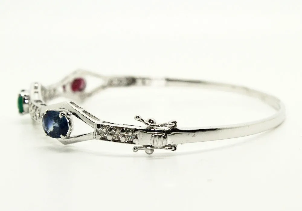Ruby Emerald Sapphire & Diamond Bangle /Item code:BNG2