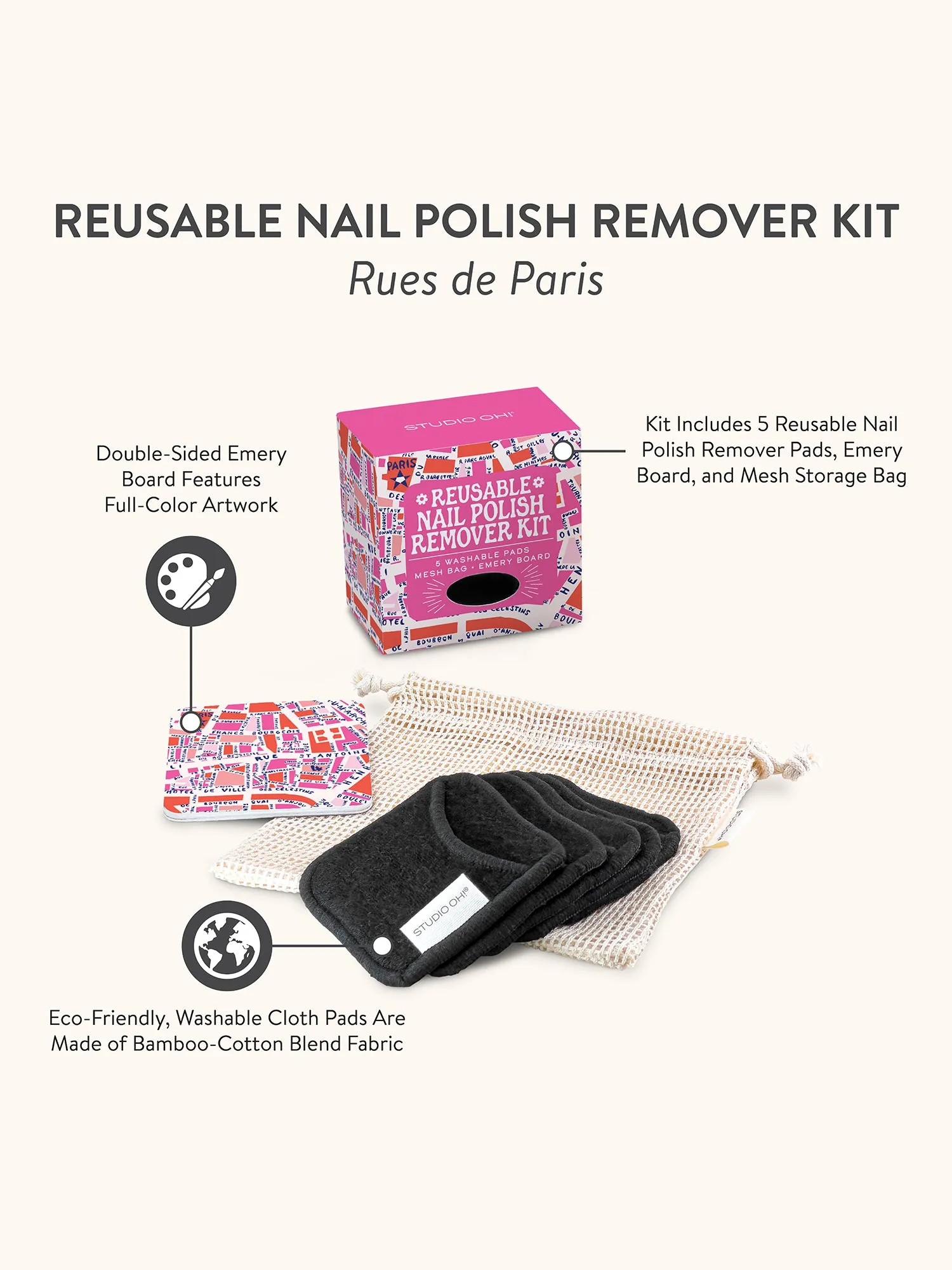 Rues De Paris Reusable Nail Polish Remover Kit