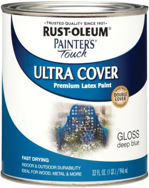 Rust-Oleum 224428T Enamel Paint, Water, Gloss, Deep Blue, 1 qt, Can, 120 sq-ft Coverage Area :QUART: QUANTITY: 1