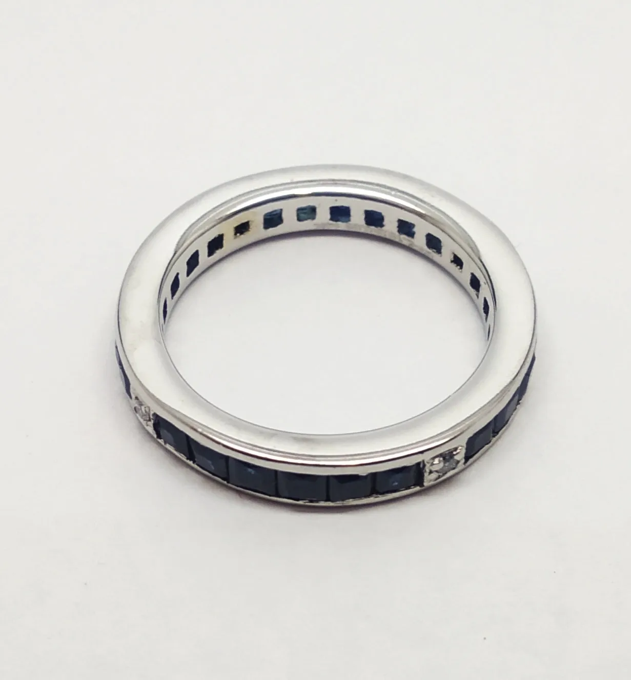 Seamless Sapphire Emerald-Cut and Diamond  Eternity Band RNG-164