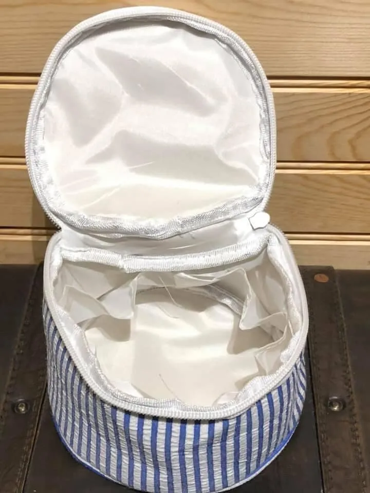 Seersucker Round Jewelry Pouch - Green