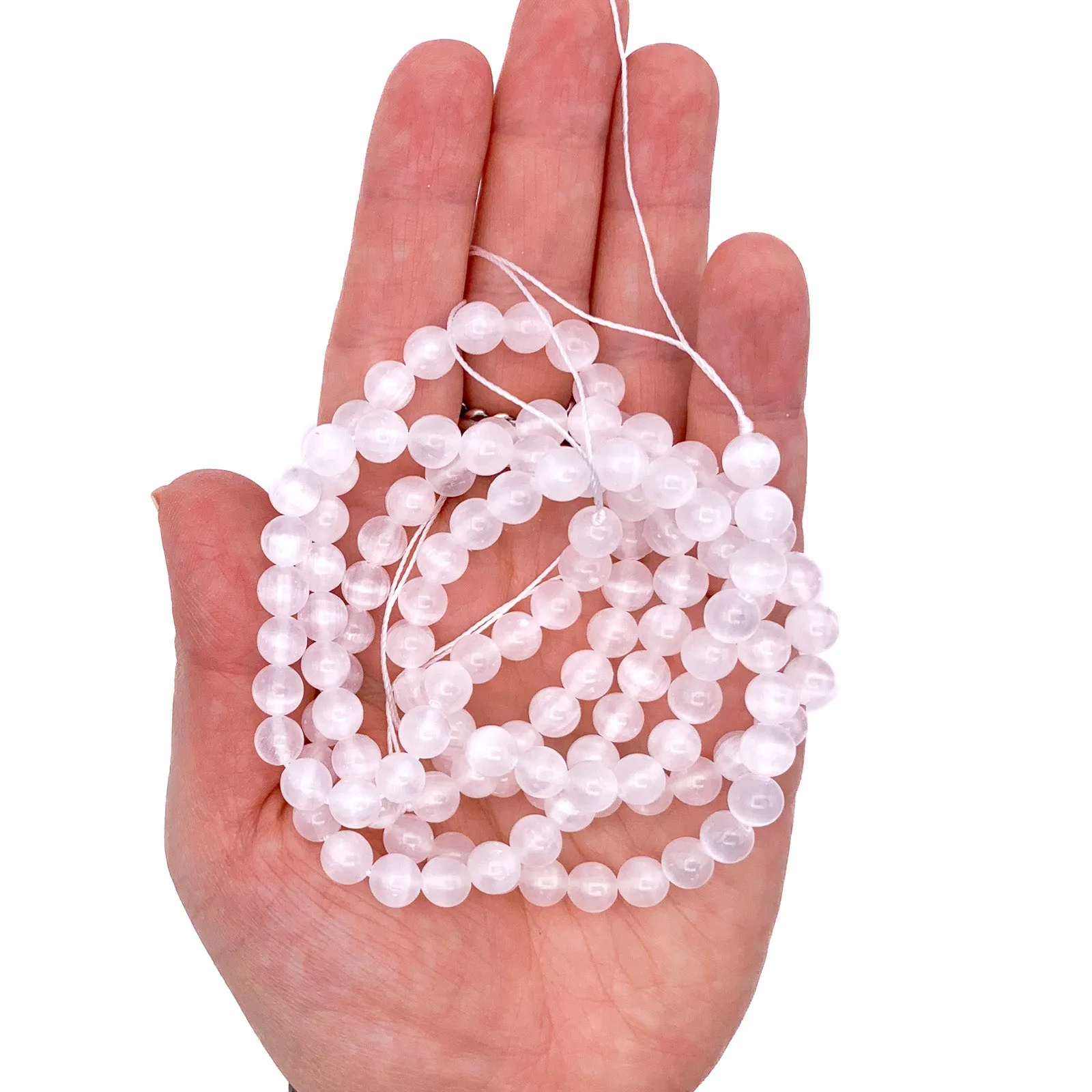 Selenite 6mm Smooth Rounds Bead Strand