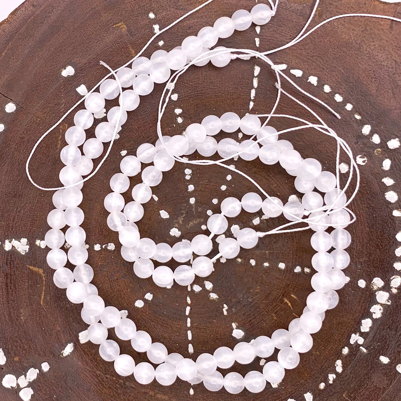 Selenite 6mm Smooth Rounds Bead Strand