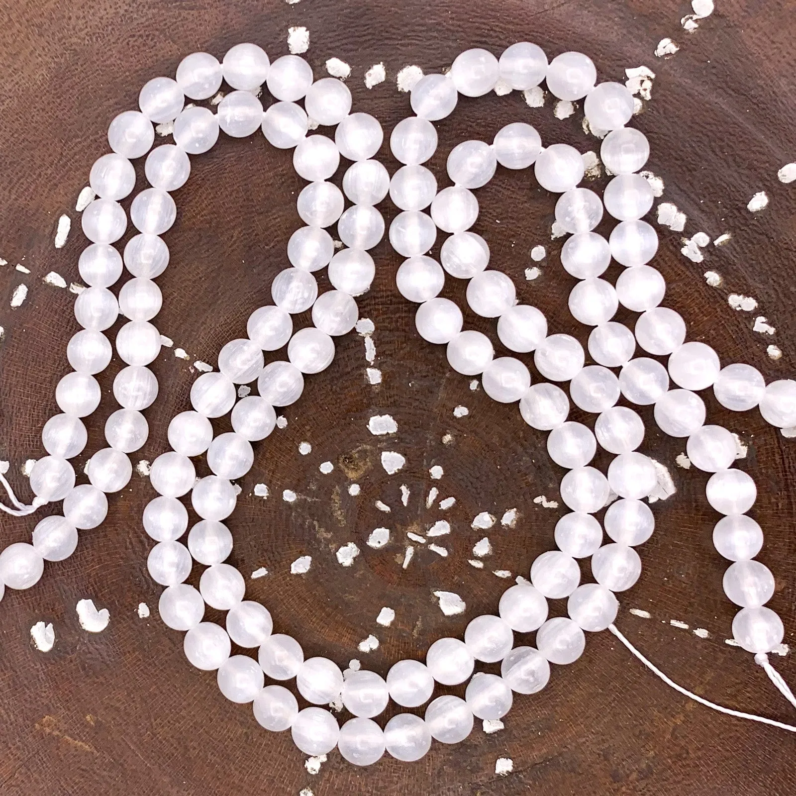 Selenite 6mm Smooth Rounds Bead Strand