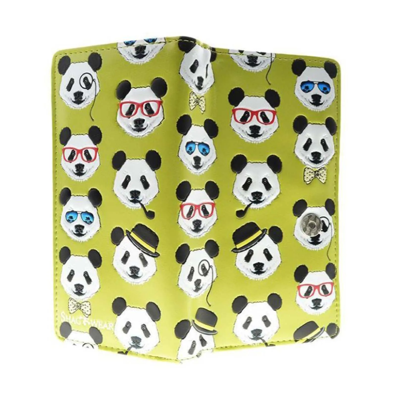 Shagwear Panda Repeat Large Lime Zipper Wallet