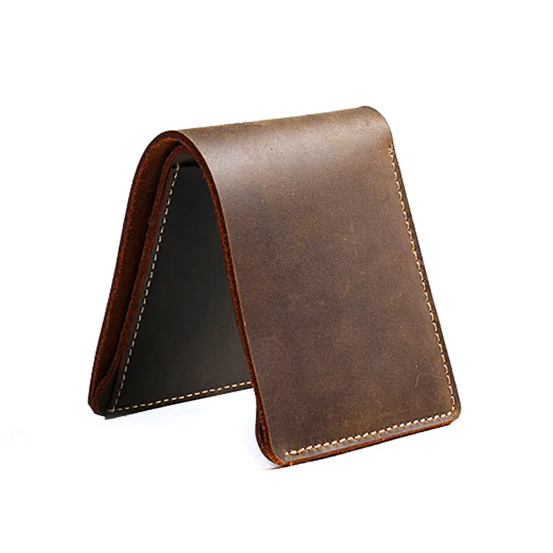short men wallet genuine leather Small retro cow leather Wallet Men