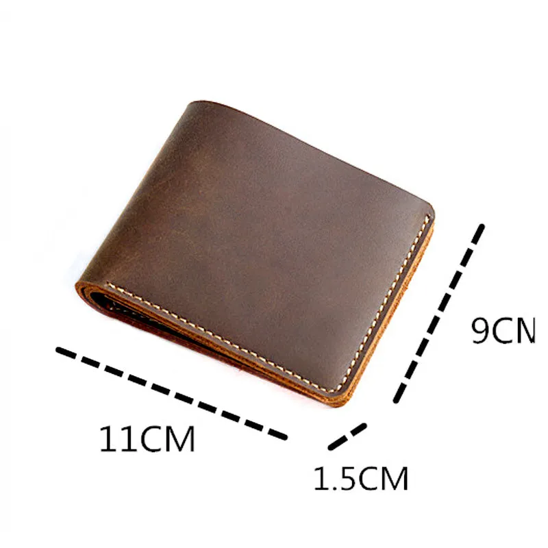 short men wallet genuine leather Small retro cow leather Wallet Men