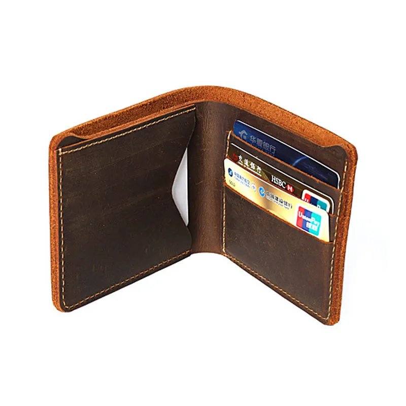 short men wallet genuine leather Small retro cow leather Wallet Men