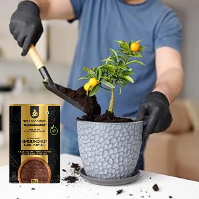 Shree Aanantam Groundnut Oil Cake Powder - 900gr | Organic Fertilizer for Home Garden | Potting Plant Growth Nutrient | Groundnut Cake Powder for Plants