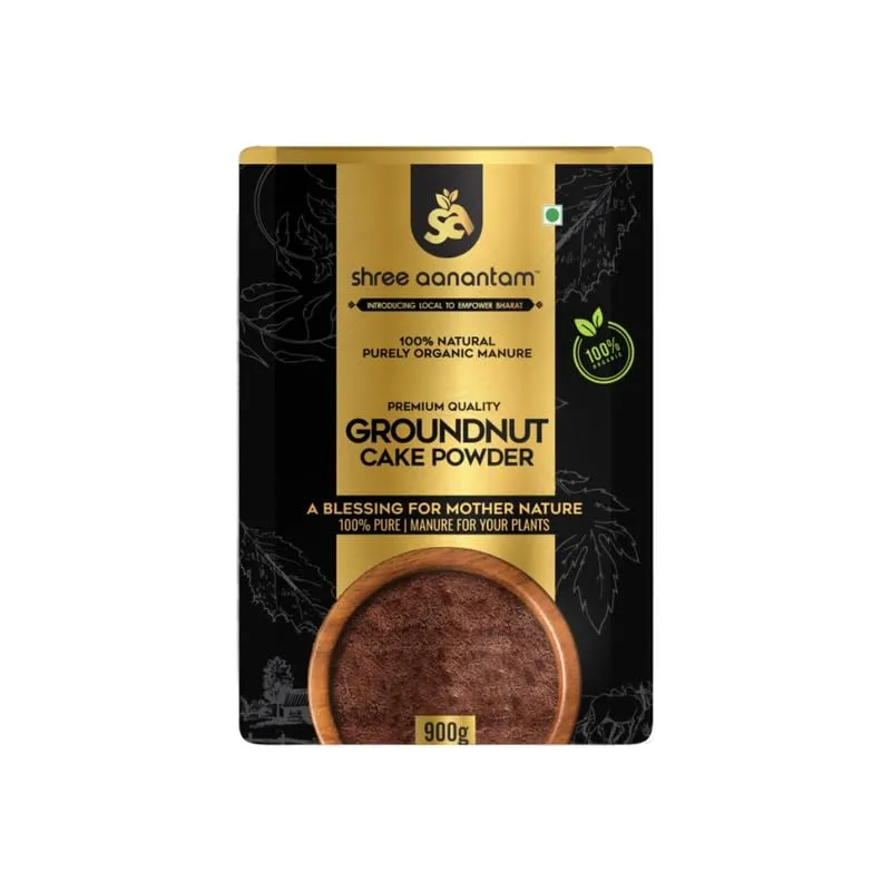 Shree Aanantam Groundnut Oil Cake Powder - 900gr | Organic Fertilizer for Home Garden | Potting Plant Growth Nutrient | Groundnut Cake Powder for Plants